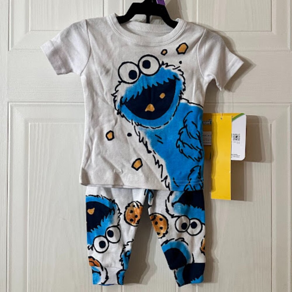 {Kid's} Infant Sesame Street Cookie Monster Pajama Set~ 12 Months (G11)